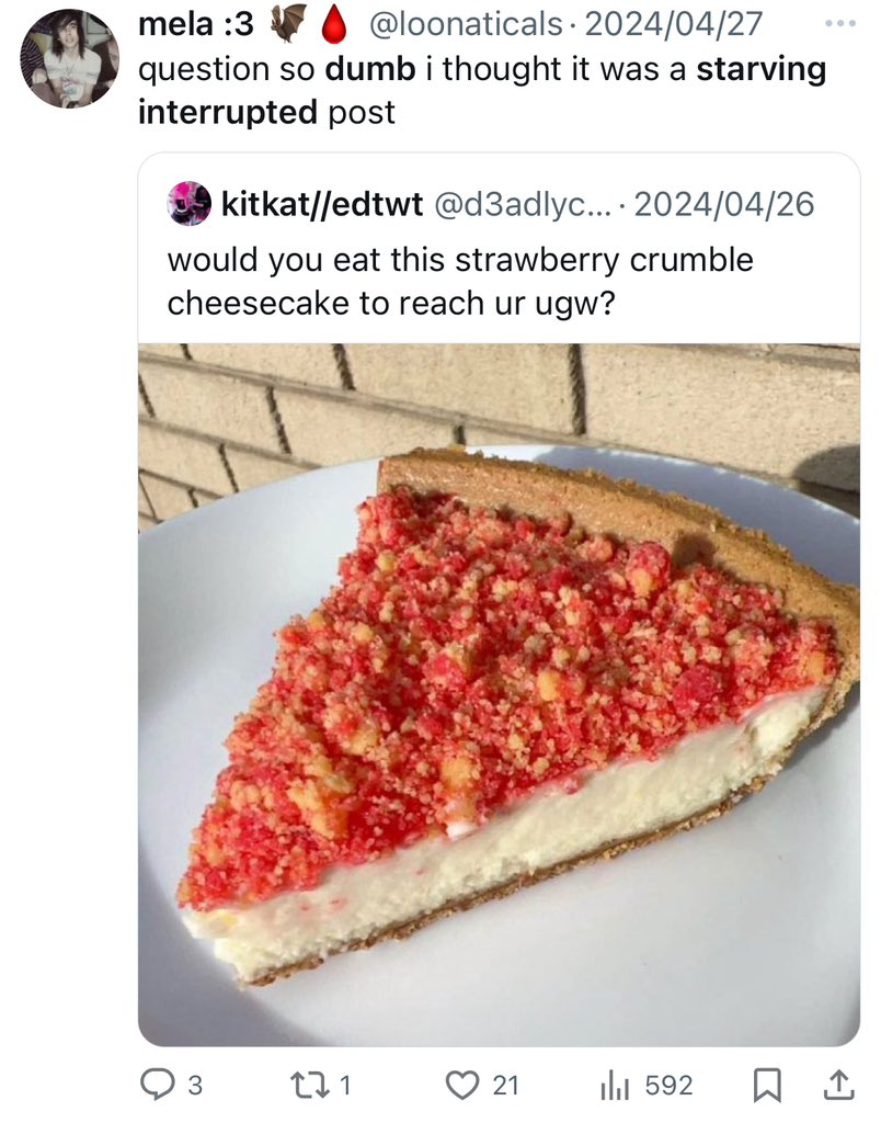 anotheredgirly's tweet photo. in honour of starving interrupted being taken down heres some of the dumbest tweets i could find https://t.co/8DSGEyQkek