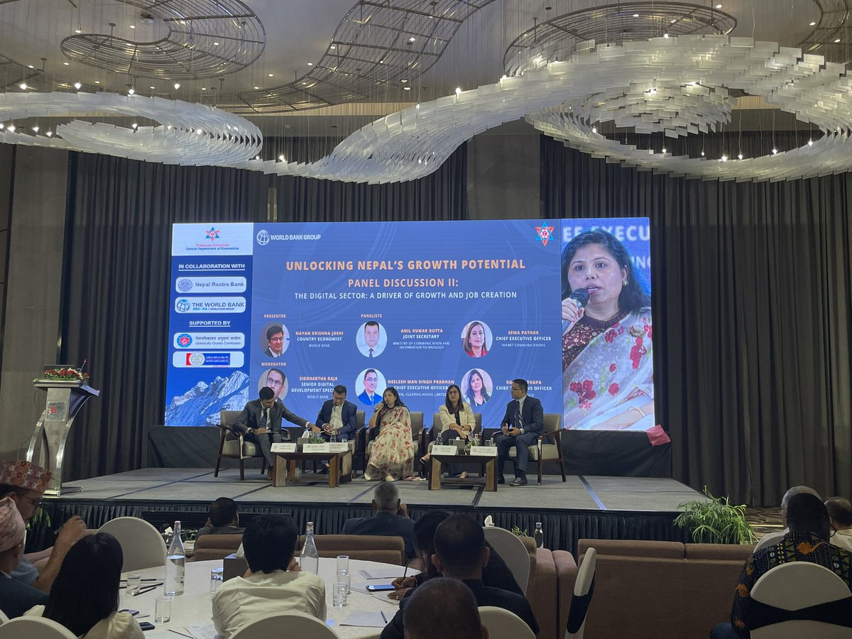CEDECONTU's tweet photo. World Bank Panel session II: Unlocking Nepal’s Potential: The Digital Sector: A Driver of Growth and Job Creation. https://t.co/5vtxMYWYfU