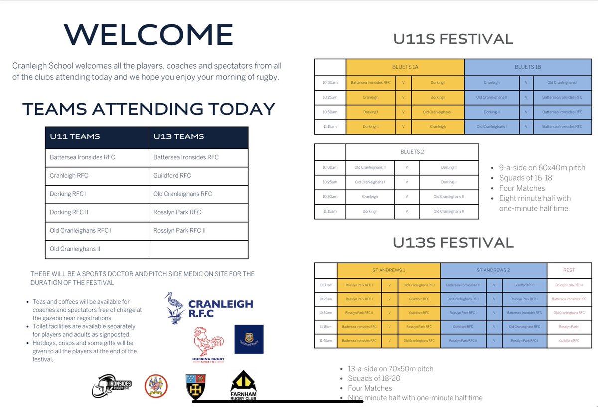 Cranleigh School rugby are delighted to welcome our local clubs to the second year of our rugby clubs festival.