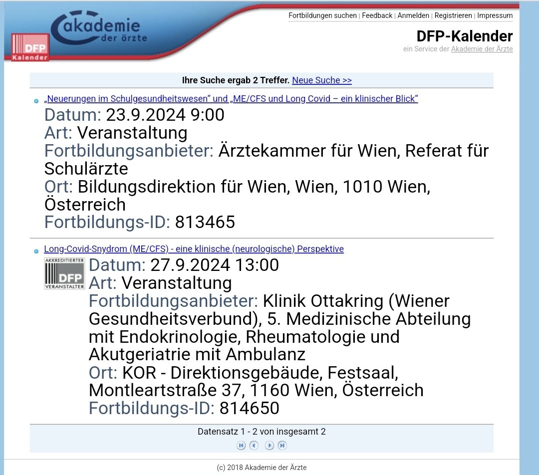 neurostingl's tweet image. Ich darf diese Woche zwei Vorträge über ME/CFS halten - für die Wiener Schulärzt*innen und in der Klinik Ottakring - und dieses zunehmende Interesse freut mich sehr.

Durch das Referenzzentrum wird die ärztliche Fortbildung sicher noch großflächiger werden.