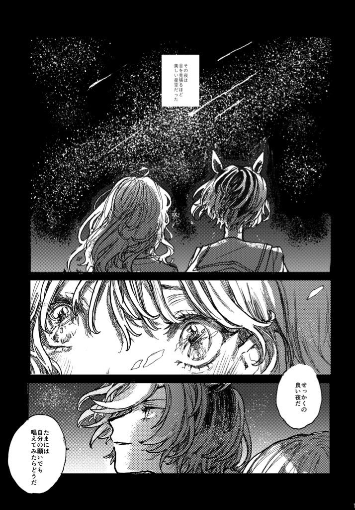 9/23プリステ37R ギム+トレ♀の新刊サンプル
※トレーナー視点の話なので女性トレが顔出しでがっつり出てきます※
ウマ娘とヒトという種族の溝、担当ウマ娘とトレーナーの関係性についての話。
💫イベント終了後通販予定 