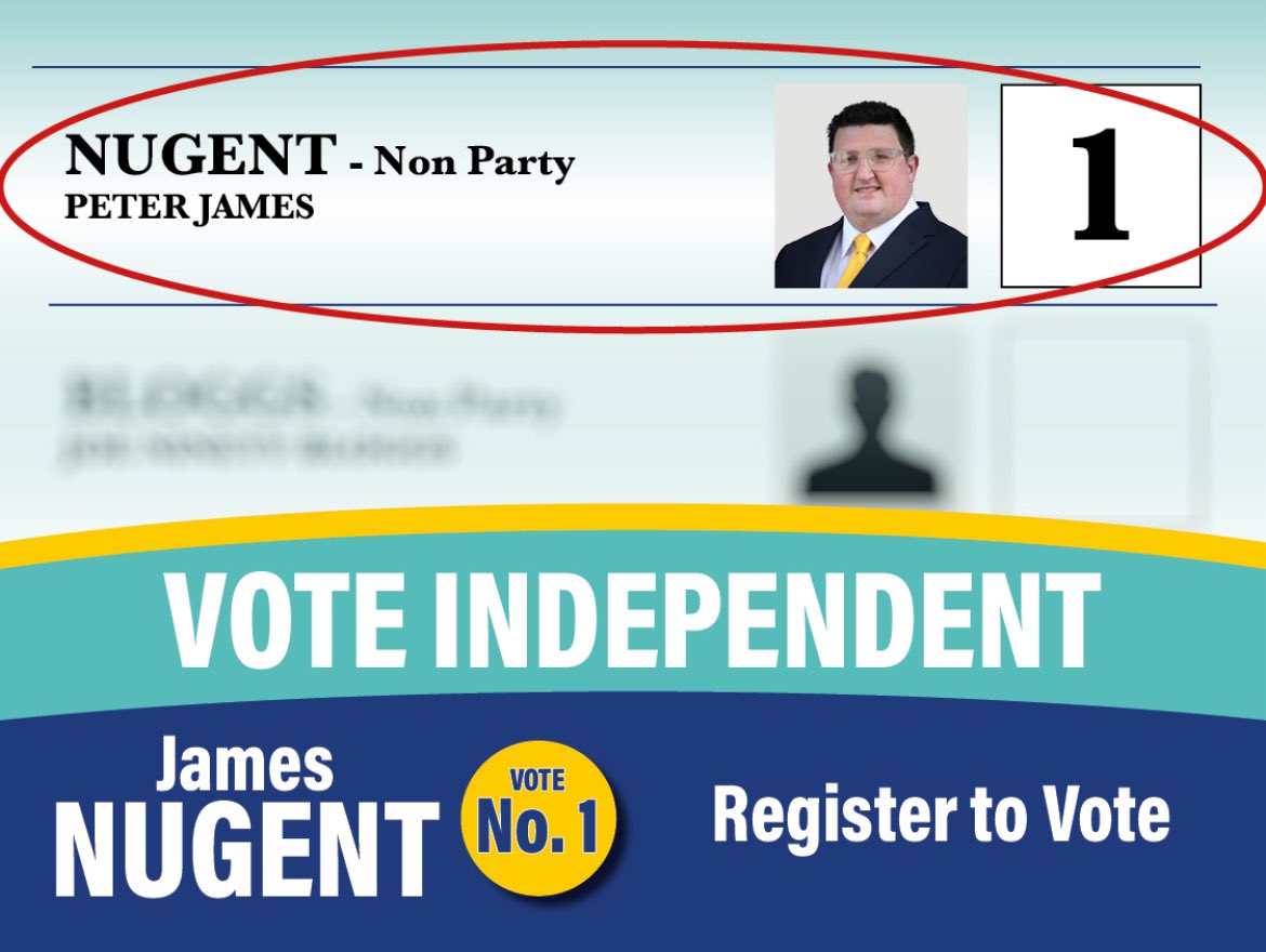 Register to vote in General Election when called. 

Remember your voice matters 
Your voice counts 

checktherehistory.ie

Vote Nugent #1