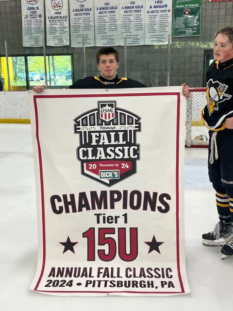 desiredcustoms's tweet photo. What a kick off weekend with a big W in the finals over last years national champs MountStCharles to take the 🚢 
These boys worked hard every game and both Ethan’s played fantastic in the pipes.  Hockey season is here in full swing. Let’s go 🐧 https://t.co/54F23lOqZE
