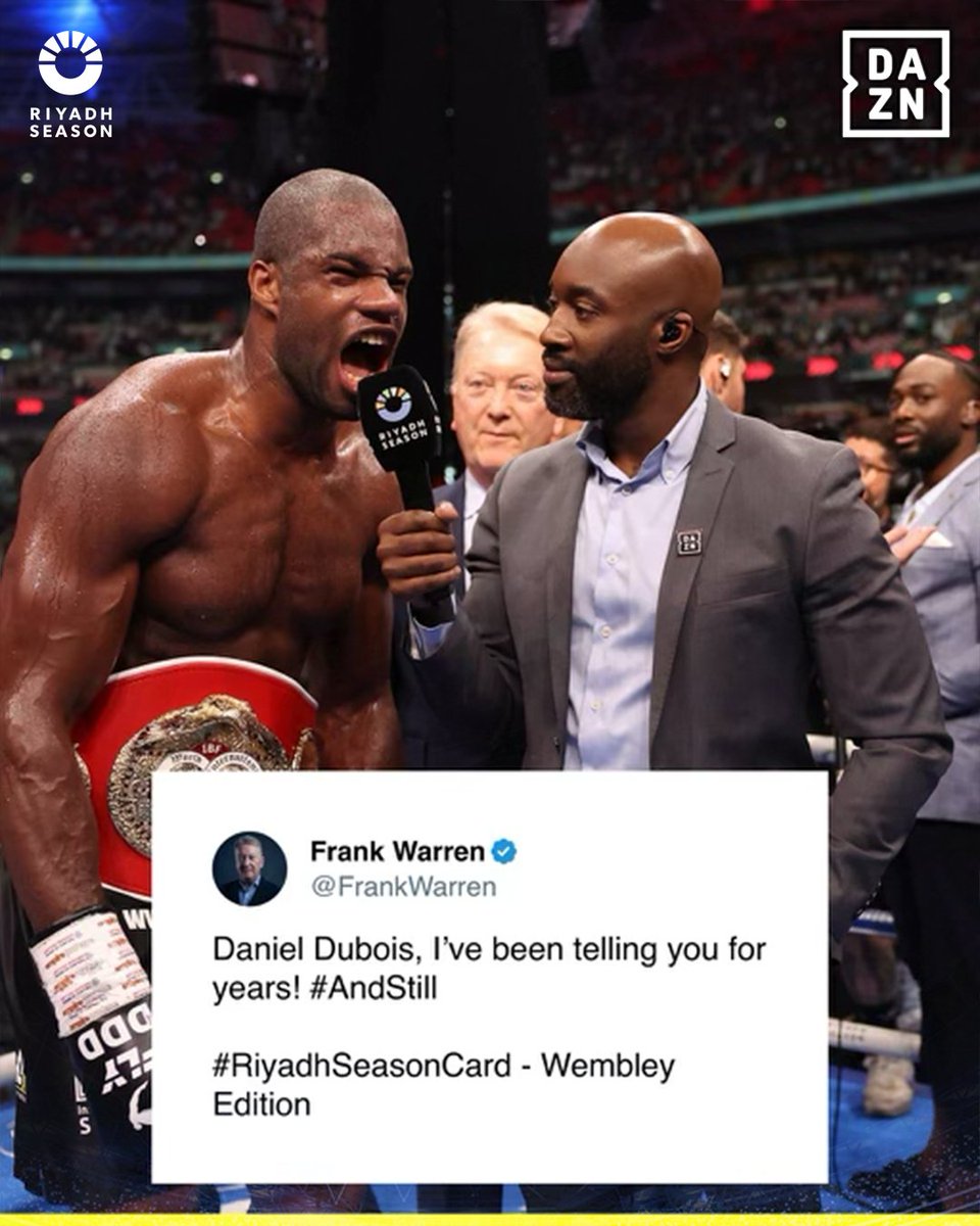DAZNBoxing's tweet photo. Where were you when DDD stunned Wembley?

#RiyadhSeasonCard: Wembley Edition | #JoshuaDubois | @Turki_alalshikh https://t.co/PVvUIPv8us