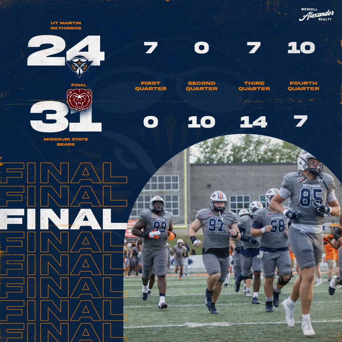ETHAN_RECLAIM's tweet photo. It was a fight, but UT Martin drops the home matchup to Missouri State

🏈 Kaiya Sheron  20-27 | 213 yards | 2 TDs
🏈 Smith/Dostin/Dowling with TDs
🏈 Chris Hunter  11 tackles | 1.5 TFLs

#MartinMade https://t.co/fbbTl9nb9H