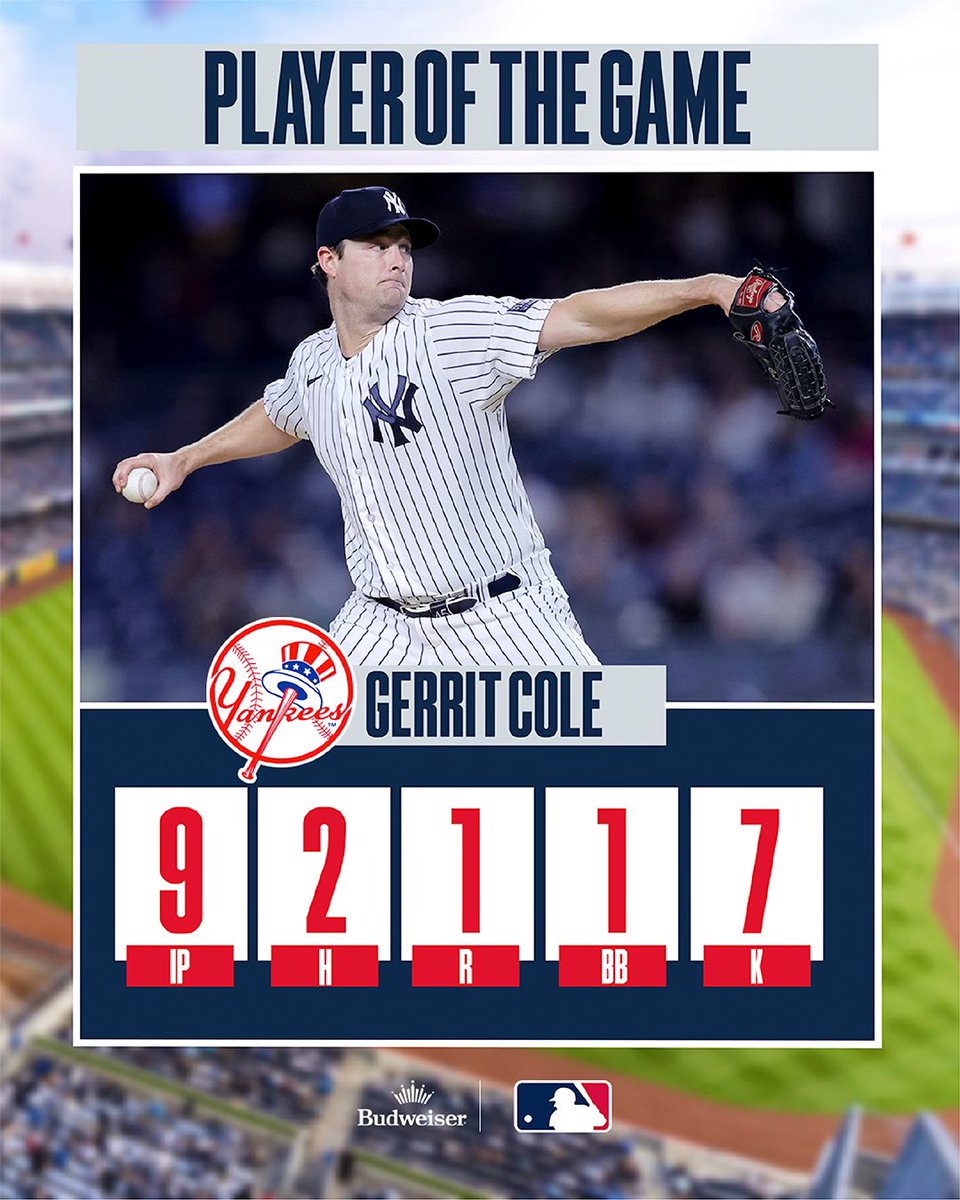 Gerrit Cole had a stellar performance last night against the A’s!  <a href="/Yankees/">New York Yankees</a> <a href="/YESNetwork/">YES Network</a> #yankees