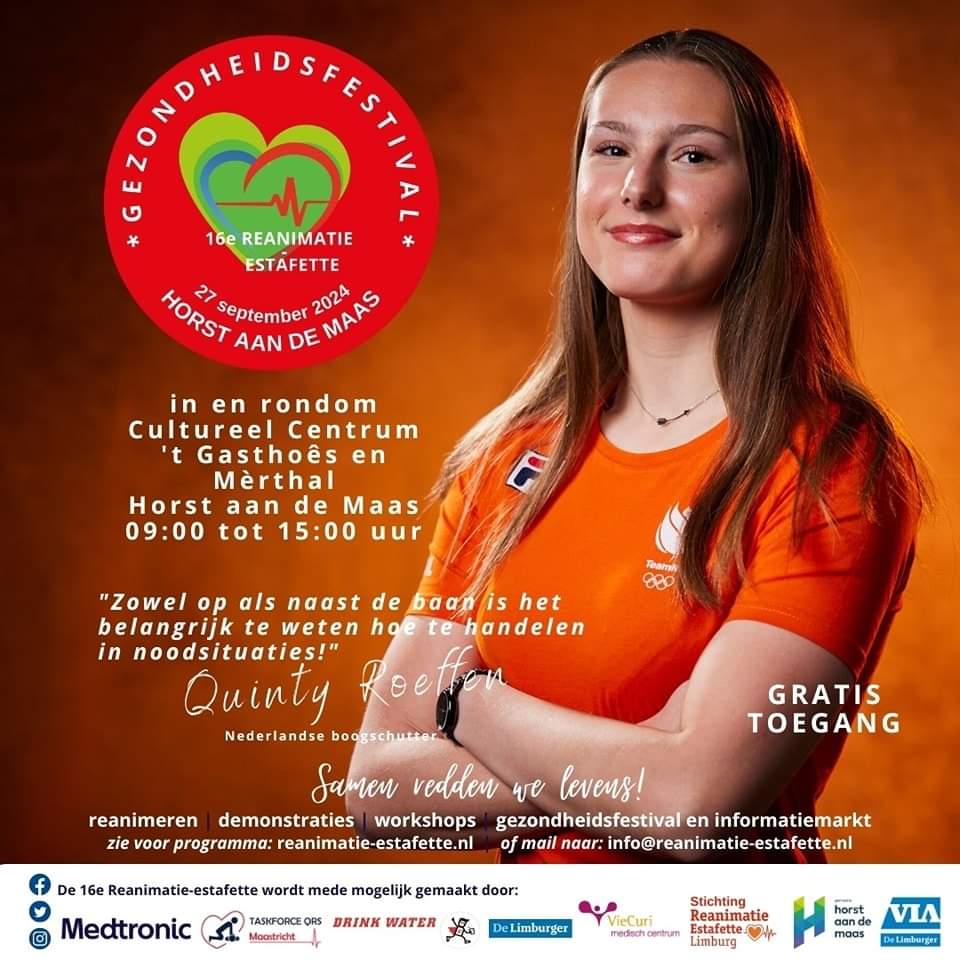 Komen jullie ook op vrijdag 27 september naar de 16e Reanimatie-estafette Limburg ❤️ in Horst aan de Maas?
Iedereen is van harte welkom!
Zie voor meer informatie..👇
reanimatie-estafette.nl

❤️#Horst  #samenreddenwelevems