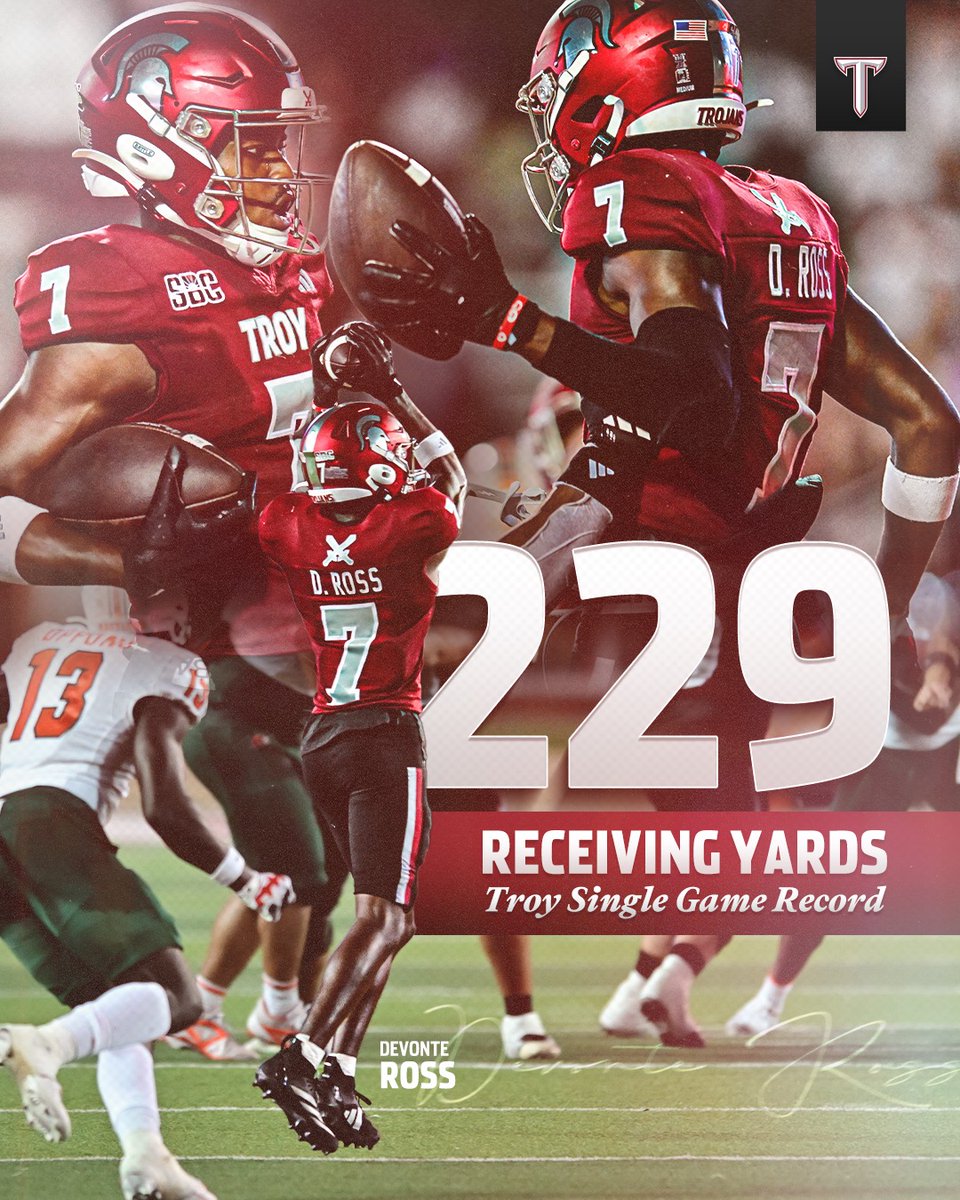 𝐂𝐞𝐦𝐞𝐧𝐭𝐞𝐝 𝐢𝐧 𝐡𝐢𝐬𝐭𝐨𝐫𝐲.

Devonte Ross breaks the single-game receiving yards record (229) - breaks Danny Grant's record (225) set in 1968.