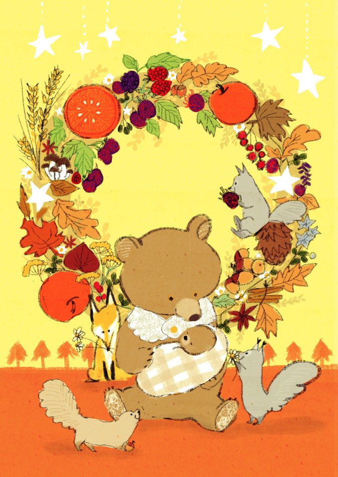 「#秋分の日  秋の落ち葉」|ももろ　4／20発売絵本「パンダのパクパクきせつのごはん」のイラスト