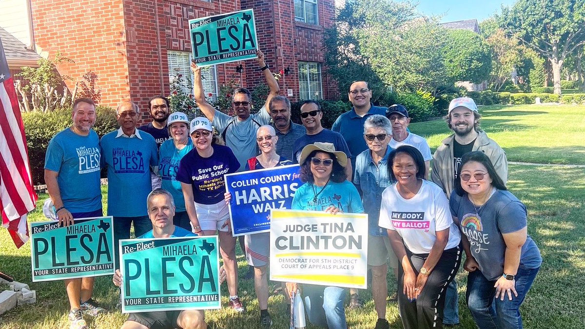 plesafortexas's tweet photo. Thank you to ALL our amazing volunteers who came out to knock doors in #HD70!

We have the BEST grassroots team in Texas! Thank you to @CollinDemocrat @CWA6186 and Michael Tijerina for hosting such an incredible #blockwalk 👟✊ because of your hard work we knocked out the whole precinct today!! 4 weeks til early voting starts!