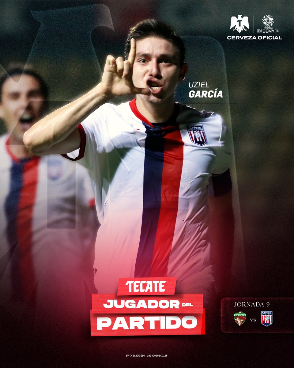 LigaMXExpansion's tweet photo. ¡GRANDE, CAPITÁN! 🫡

Con la agónica anotación del capitán Uzziel García, @TapatioCD venció de manera dramática a #Tlaxcala. Por eso, es el #TecateJugadorDelPartido.

@cervezatecate https://t.co/kfzKhIL7Ex