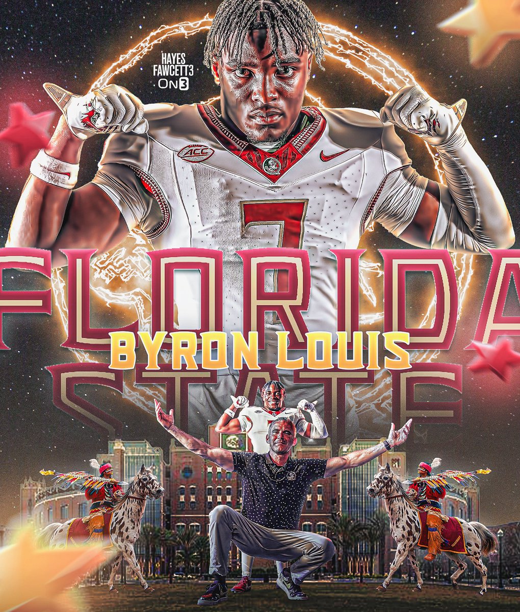 Hayesfawcett3's tweet photo. BREAKING: Four-Star RB Byron Louis has Committed to Florida State, he tells me for @on3recruits

The 6’0 208 RB from Pembroke Pines, FL chose the Seminoles over Miami, Wisconsin, &amp; Georgia

“Let’s get paid Noles family”

https://t.co/Vh5v8gtigq https://t.co/yDKZQ5iJ6W