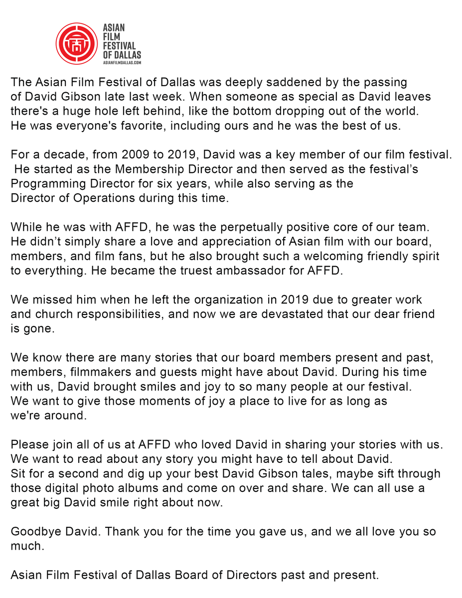affd's tweet photo. The Asian Film Festival of Dallas was deeply saddened by the passing of David Gibson late last week.  

Please share your stories and AFFD photos here: 
https://t.co/dLn7KtM0Dg

📷: John R. Strange/Selig Polyscope Company https://t.co/m3yQsj0R9o