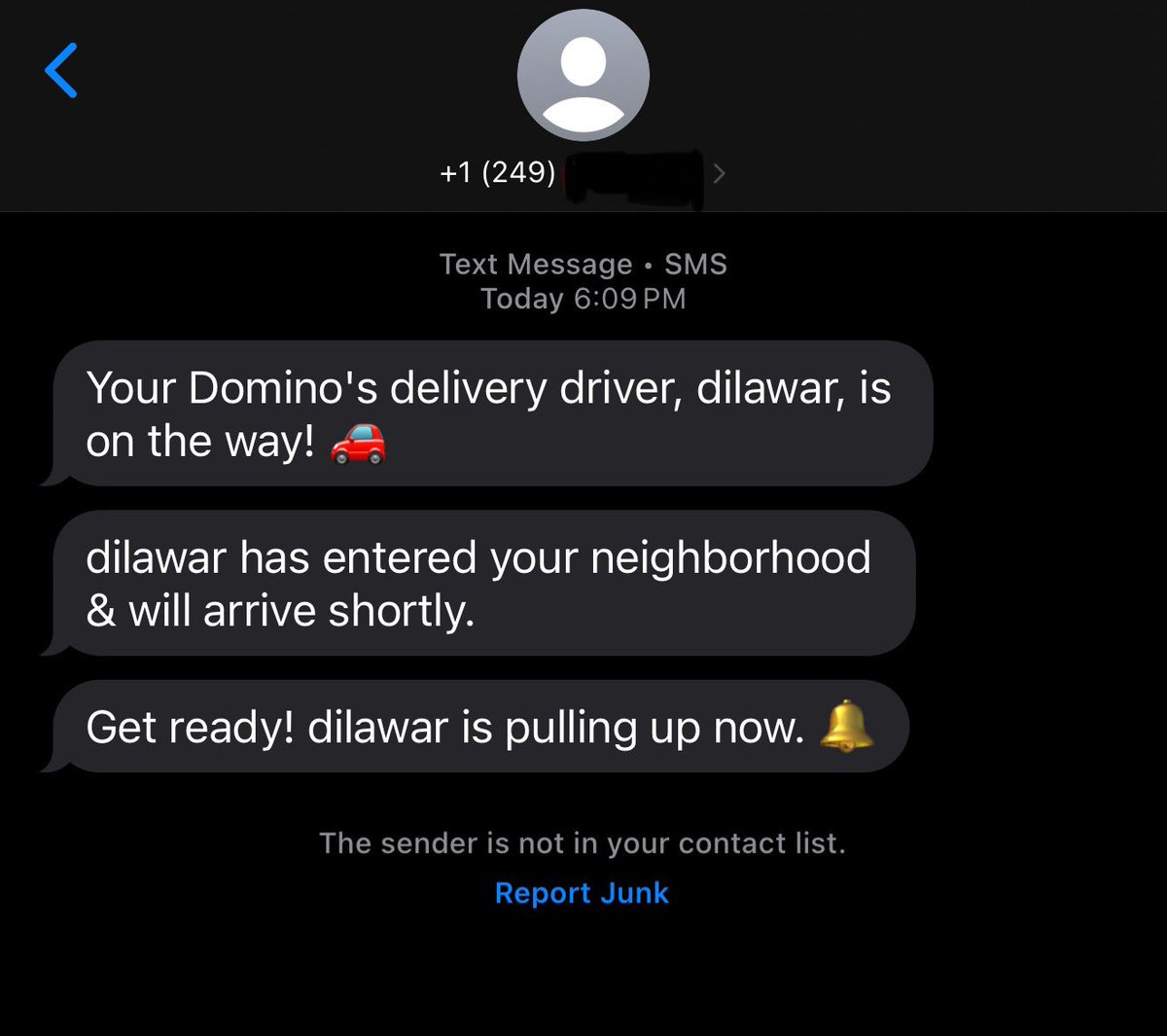 nerdiosity (@nerdiosity) on Twitter photo I received these three texts tonight. I did not order pizza, this is not my area code… but secretly I hoped for pizza to arrive. None did.
<a href="/DominosCanada/">Domino's Canada</a> and Dilawar, I’m hurt and disappointed. I received these three texts tonight. I did not order pizza, this is not my area code… but secretly I hoped for pizza to arrive. None did.
<a href="/DominosCanada/">Domino's Canada</a> and Dilawar, I’m hurt and disappointed.