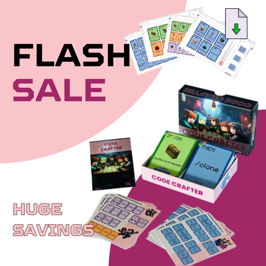digitalrichards's tweet image. 🚨 HUGE SALE! 🚨 bit.ly/codecraftersto…
Level up your coding skills with Code Crafter, the #MinecraftEdu card game that teaches coding.
It is fun for all ages and is perfect for classrooms or game nights.
🔥 Limited-time offer—don’t miss out! 🔥
#Minecraft #MinecraftCoding
