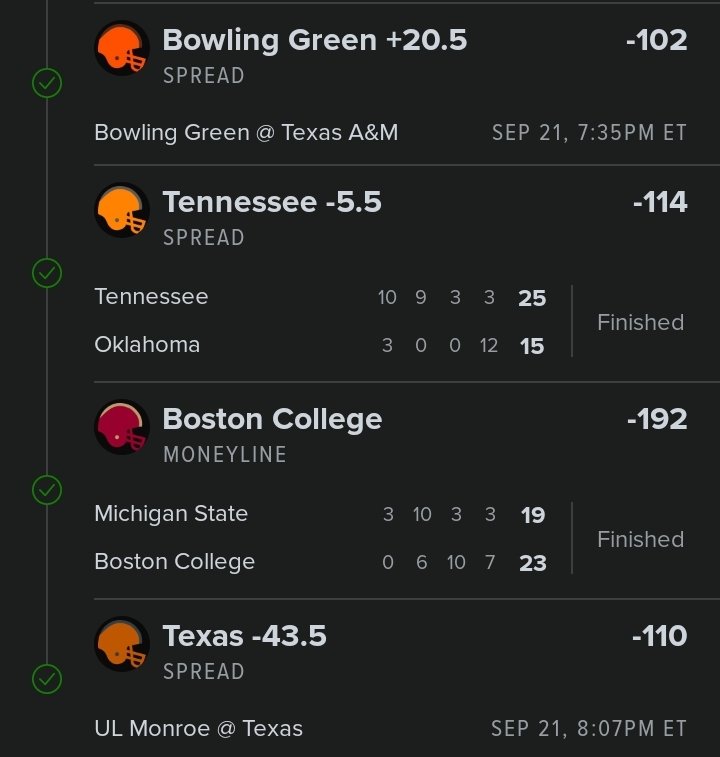 I've had the longest day. So many bets. My head hurts. NFL is going to be nice 👌