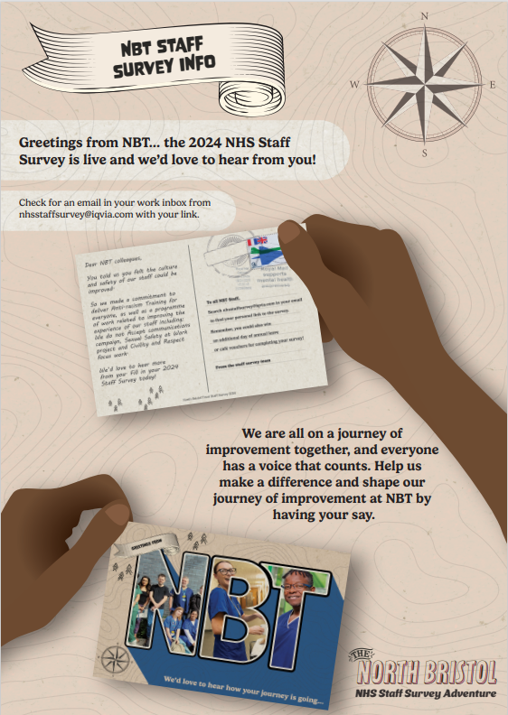 NBTStaffExp's tweet photo. We are excited to launch the Annual Staff Survey TODAY 
Share your experiences of working at NBT and win amazing prizes! Your voice matters 📢😀 @NorthBristolNHS @MedicineNbt @NmskNbt @ASCRnbt @IngridMBarker @NBT_FTSU @NBTMedirooms @NBTWomenNetwork @MariaKaneNHS @PatientFirstNBT https://t.co/fkjbkPWaVI