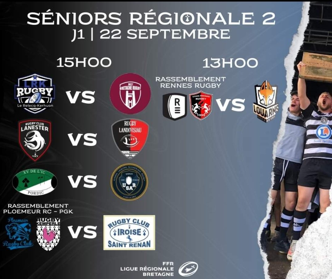 BreizhRugby's tweet photo. Reprise également du Kampionad Breizh, de 2ème division. 
Un chaud derby, Le Relecq Kerhuon vs Brest à l'affiche. 
Le Bro Leon compte 4 équipes avec Saint Renan, Landivisiau et les 2 équipes citées plus haut. C'est le pays breton le plus représenté. 
Chañs vat d'an holl ! https://t.co/pMlZodYxQn