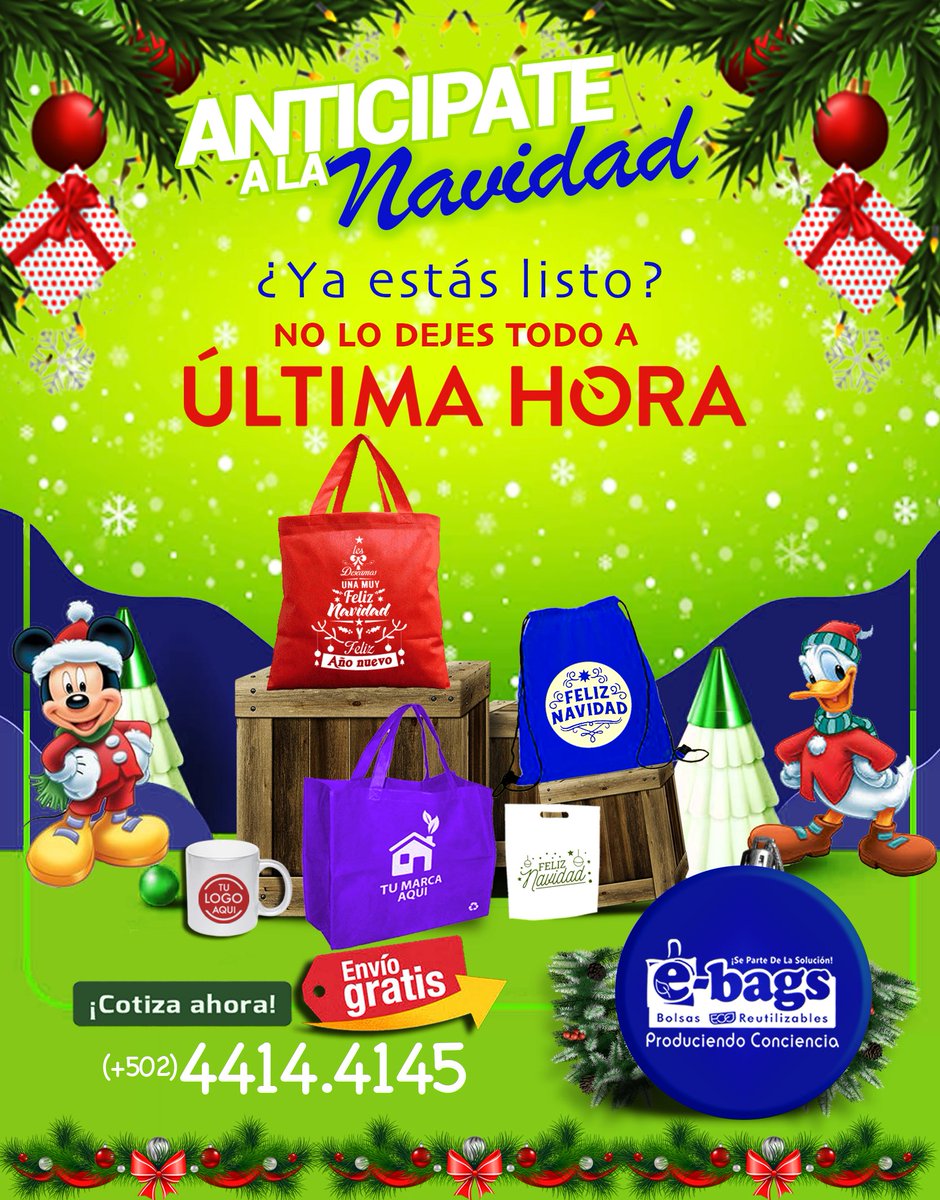 ecobolsa502's tweet photo. 🎄🎁 Prepárate para la temporada navideña con nuestras bolsas eco-reutilizables 🎁🎄
 ¡Este es el momento ideal para hacer tu pedido!

♻️ Haz tu pedido hoy y regala con conciencia.

Conoce mas nuestras bolsas Eco-Reutilizables 🍃 ♻️

📲 4414-4145 
🚚  Envíos a Toda el país https://t.co/aGwurJVfIN