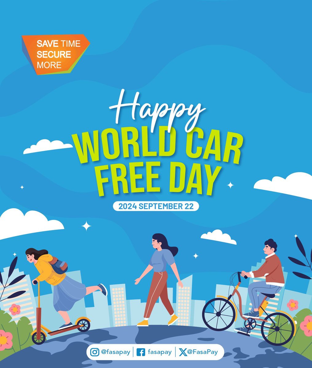 FasaPay's tweet photo. Experience the joy of movement without a car. 🌟🚶‍♀️ Happy World Car Free Day! 

#WorldCarFreeDay
#CarFreeDay 
#WalkCycleLive #ReduceEmissions #GreenPlanet https://t.co/0yhQJy55lB