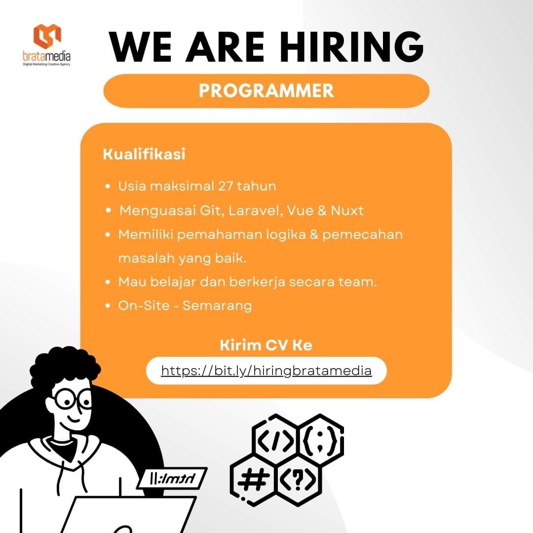LokerKarir_IT's tweet photo. Lowongan Kerja Programmer

#lokerkarir_it #lokerit #lokerprogrammer #lowongankerja #loker #lokercot

cc : @hrdbacot https://t.co/nrSxe7dRM8