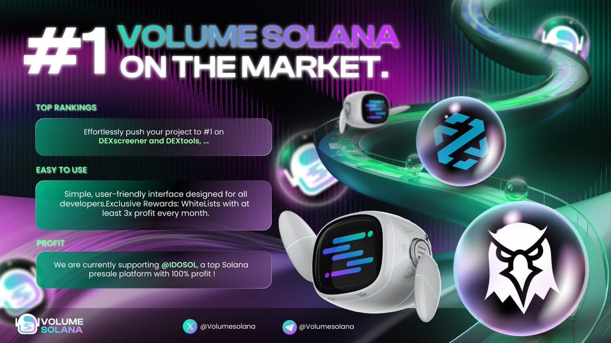 [#Volumesolana] - Giới thiệu dự án!

<a href="/Volumesolana/">Volume Solana</a> Volume Solana Bot (VSB) là bot cải tiến mới nhất trong các bot giao dịch trên Solana. Giúp dự án dễ dàng lọt top khối lượng giao dịch trong hệ sinh thái Solana (hiểu đơn giản là bot giúp anh em thành dev) với