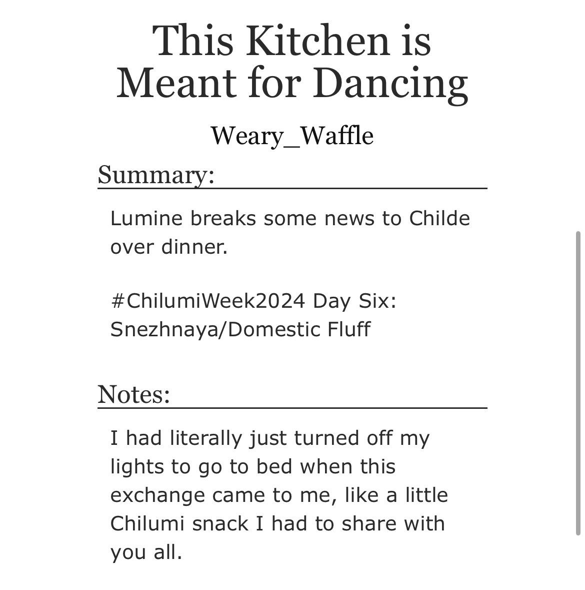 Weary_Waffle's tweet photo. #ChilumiWeek2024 #Chilumi
#drabble https://t.co/JjE0g6TjuD