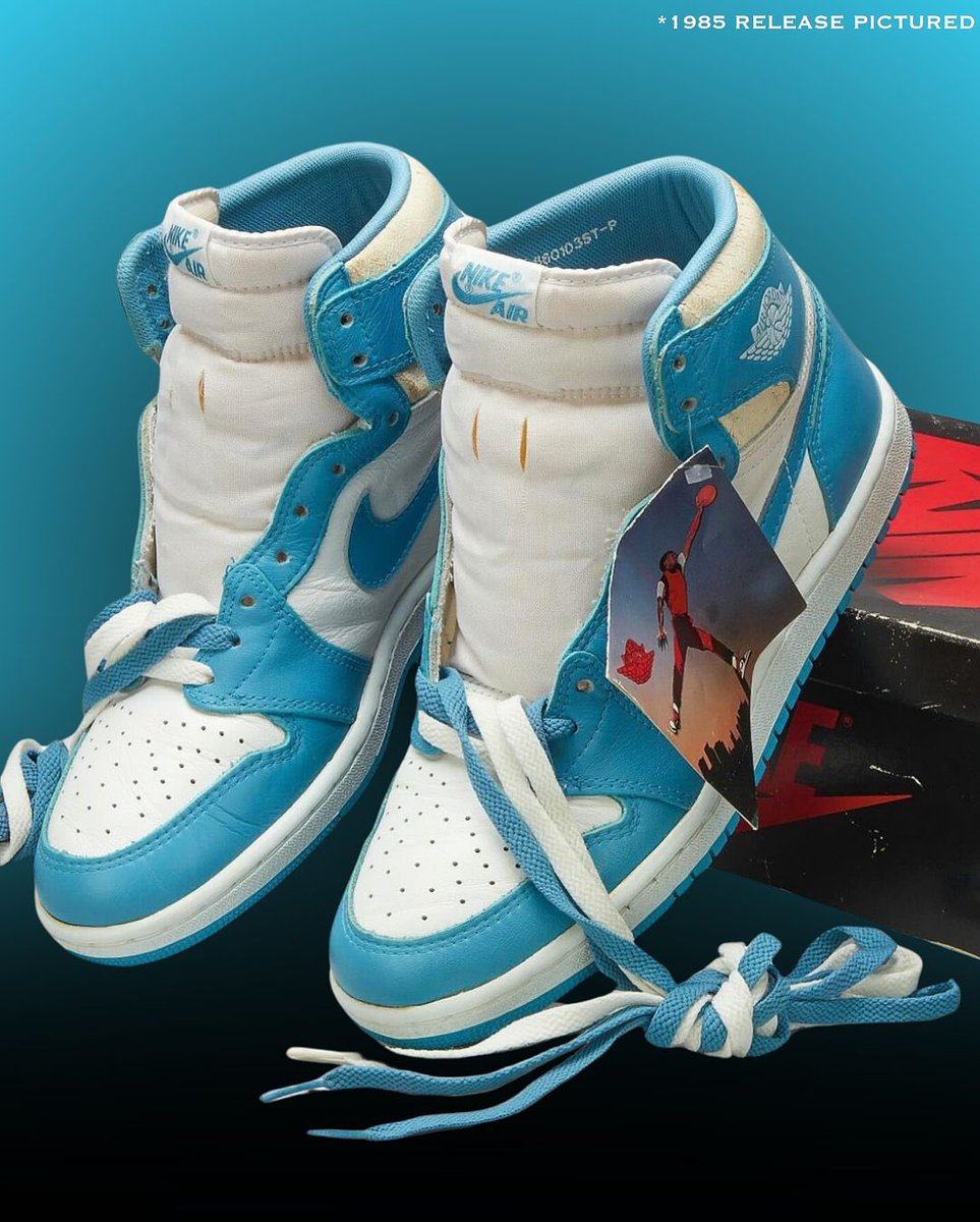 JustFreshKicks's tweet photo. The 2025 Air Jordan 1 High OG “UNC” will come pre-aged 🥶❄️ https://t.co/WcjqSrWtVJ https://t.co/yTUt31AOKh