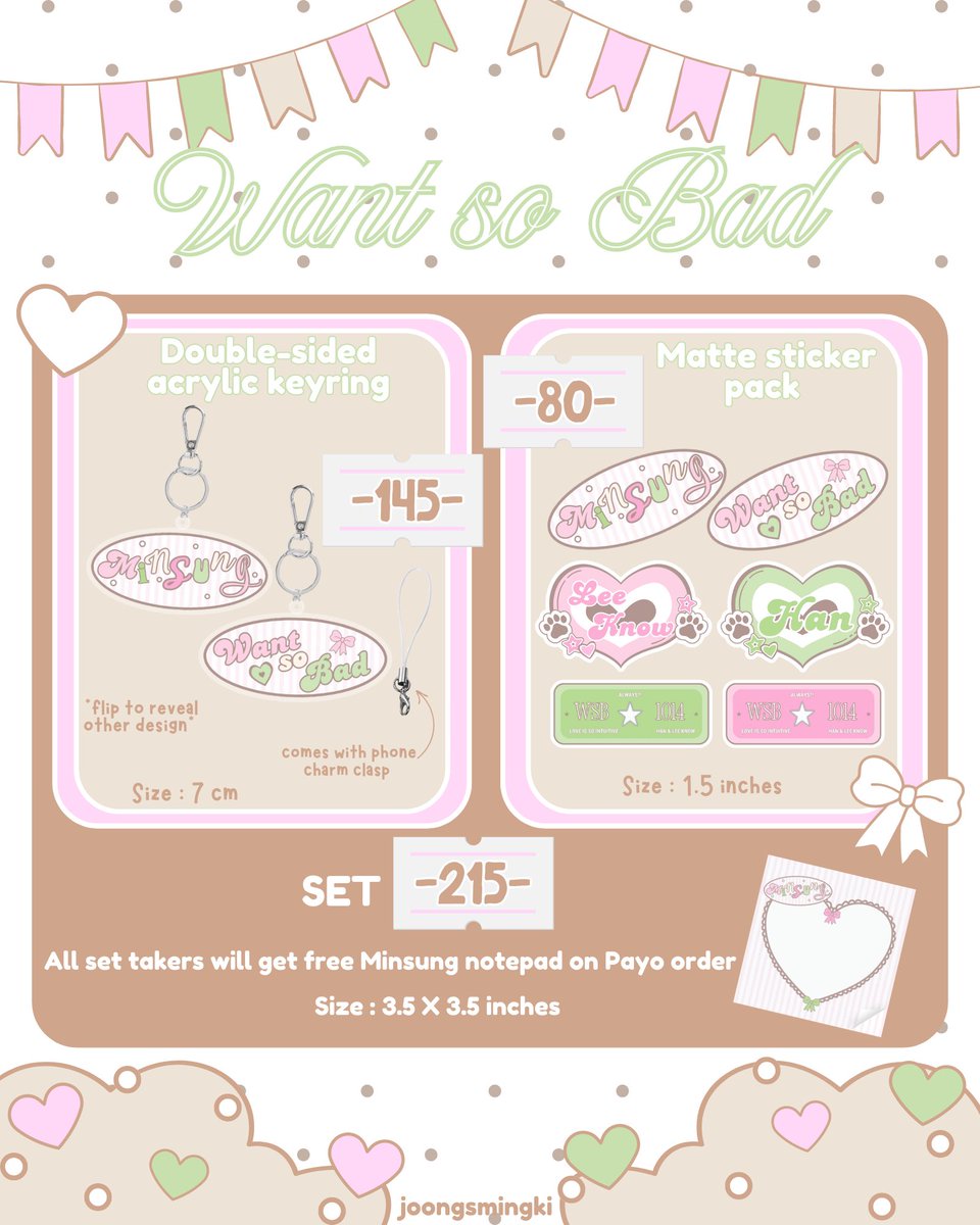hanjiknowsaurus's tweet photo. โ๏ธ Want so Bad collection for WSB 1st Anniversary โ๏ธ
๐๐ฉท Keyring with phone charm clasp
๐๐ฉท Sticker pack (6 pcs)
Order form:
https://t.co/iks5UB7YAc
t. wts lfb ph acrylic keyring sticker pack minsung lee know han stray kids skz stays want so bad wsb https://t.co/EHRsxzZkZh
