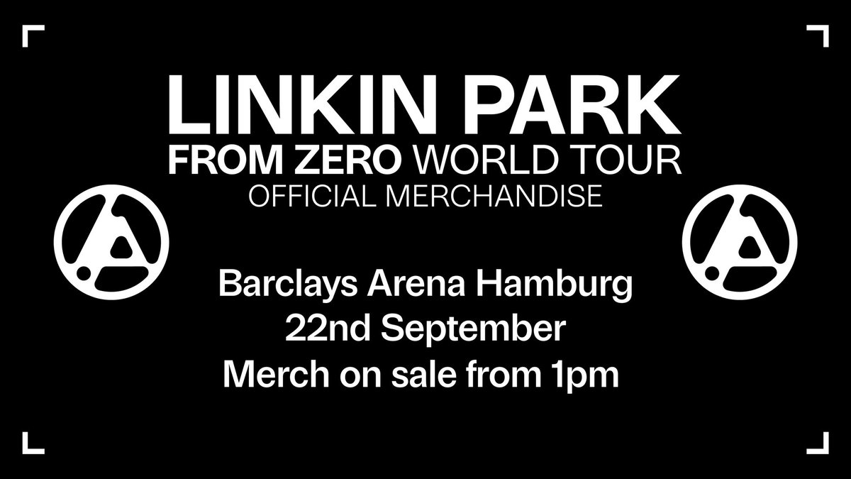 linkinpark's tweet photo. Official Merchandise available today in Hamburg at @BarclaysArena. Open from 1pm.   

#FromZero https://t.co/LKYqf959ld