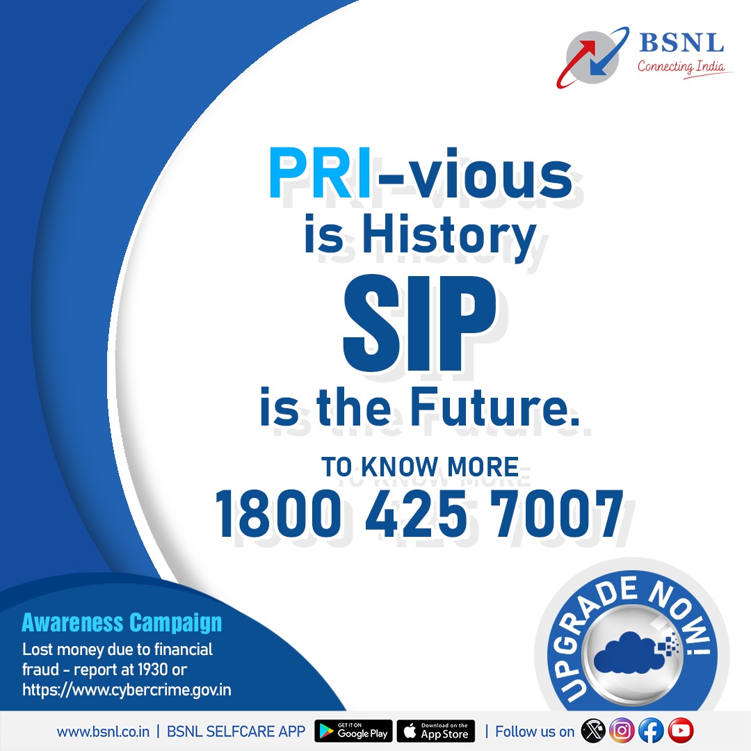 BSNLCorporate's tweet photo. SIP is the technology for enterprise-grade voice communication. Upgrade your communication infrastructure effortlessly by switching from ISDN-PRI to #SIP Trunk Service over secure #MPLS. Enjoy enhanced flexibility and security in your business communications.

#BSNL #BSNLNetwork https://t.co/fYh3xDTAn9