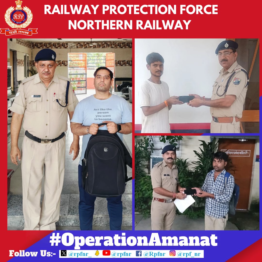 rpfnr_'s tweet photo. *We value your valuables*

Under #OperationAmanat 
#RPF NR located unclaimed bags and other valuable articles and returned to their rightful owners. @AshwiniVaishnaw @RailMinIndia @RailwayNorthern @RPF_INDIA https://t.co/XXivCPK7Lh