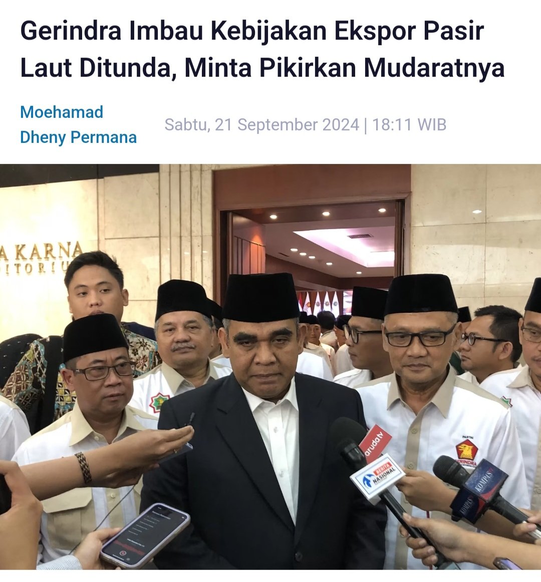 Bukti jika Prabowo udah mulai TAK SEJALAN lagi dengan Jokowi

Gerindra TAK SETUJU soal Ekspor Pasir Laut yang PPnya dibuat oleh Jokowi

Tidak mungkin kader Gerindra bicara sepeti ini jika bukan karena instruksi Prabowo

Selesai Lu Mulyono...!