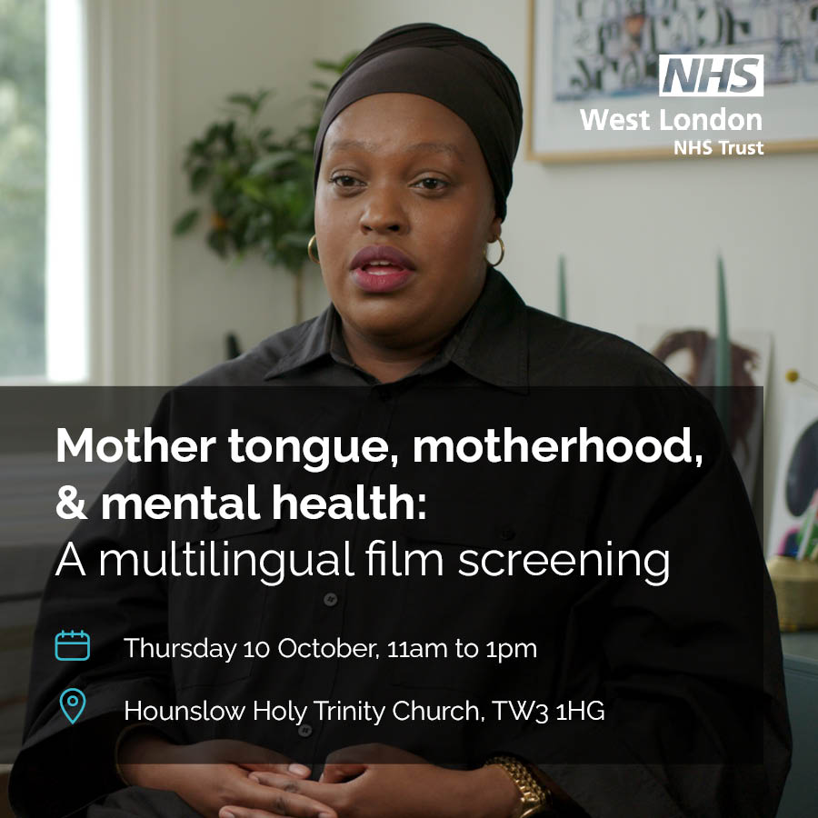 Join us on World Mental Health Day and Baby Loss Awareness Week for a screening of our multi-lingual film, Mother Tongue, Motherhood &amp; Mental Health. 

Book your ticket: ow.ly/sciC50TosTL

#Maternalmentalhealth #WorldMentalHealthDay #Babylossweek #Hounslowfilmscreening