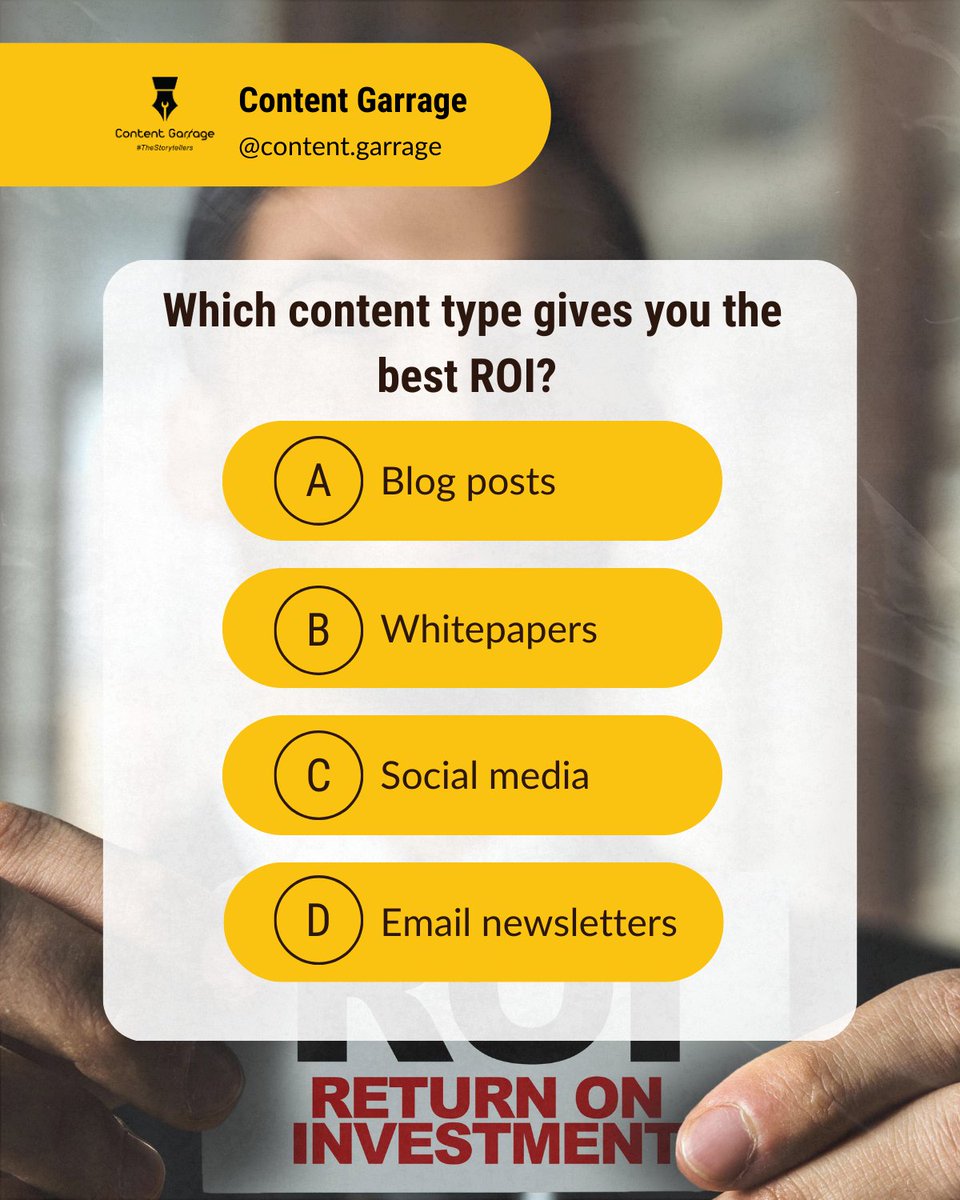 What content type gives you the best ROI? Share your thoughts in the comments below!

Copy: <a href="/content/">CREATE</a>.garrage
Design: <a href="/lekinq_/">LekinQ</a>

#CG #ContentGarrage #Contentwriting #Tuesday #Tuesdaygrind #Spellingerror #Spellcheck #Punstagram #Punintend