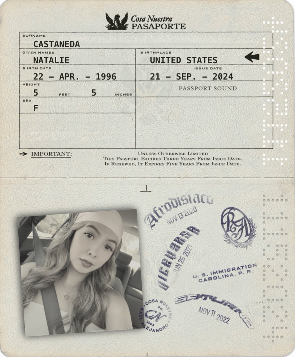 natacastanedaa's tweet photo. Ya tengo mi #PASAPORTE @rauwalejandro #cosanuestra https://t.co/NFsh6PDIzl
