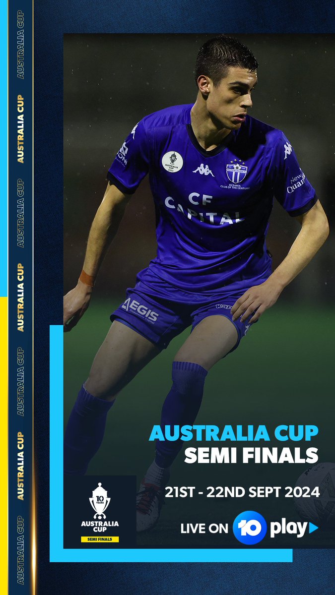 10 Football (@10footballau) on Twitter photo Will the 2024 <a href="/AustraliaCup/">Hahn Australia Cup</a> see another cupset tonight, or will there be a stampede in Melbourne? โฝ๐๐ฎ
It's <a href="/smfc/">South Melbourne FC</a> vs <a href="/mfcbulls/">Macarthur FC</a> at 5:50pm AEST in the #AustraliaCup Semi Finals - Live & Free on 10 Play!
๐ป๐บ๐ฑ: 10play.com.au/live/10sport3 (stream) #MagicOfTheCup Will the 2024 <a href="/AustraliaCup/">Hahn Australia Cup</a> see another cupset tonight, or will there be a stampede in Melbourne? โฝ๐๐ฎ
It's <a href="/smfc/">South Melbourne FC</a> vs <a href="/mfcbulls/">Macarthur FC</a> at 5:50pm AEST in the #AustraliaCup Semi Finals - Live & Free on 10 Play!
๐ป๐บ๐ฑ: 10play.com.au/live/10sport3 (stream) #MagicOfTheCup