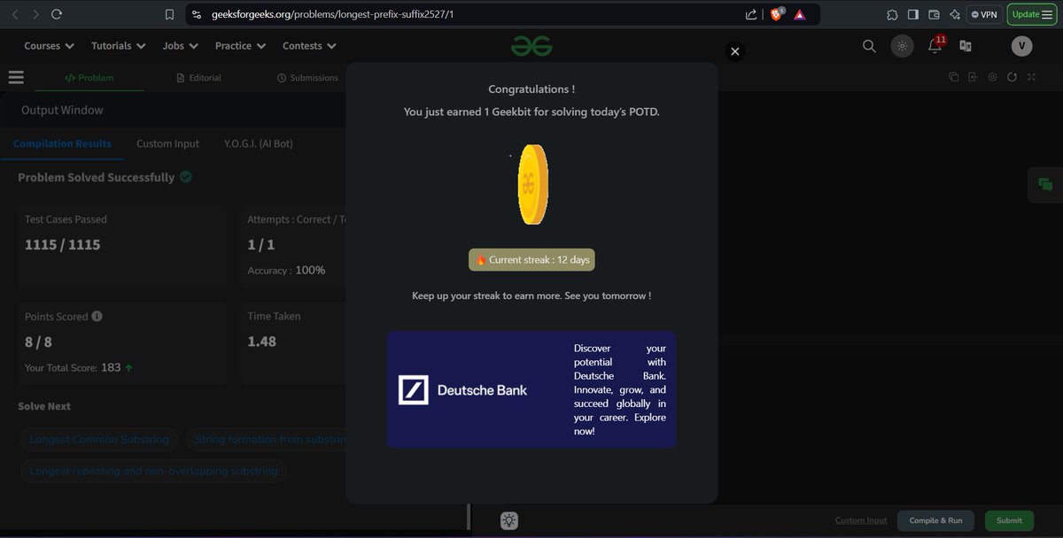 VinitNotFound's tweet image. #geekstreak2024 #DeutscheBank
@geeksforgeeks
@DeutscheBank
Day 12  Profile Link - geeksforgeeks.org/user/45vinitt6…