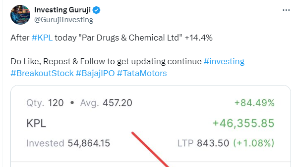 MohiniWealth's tweet image. #KPL was well predicted by @GurujiInvesting Investing Guruji 

The price went up, from 457 to 840, almost 84 %

For more such updates, follow @GurujiInvesting