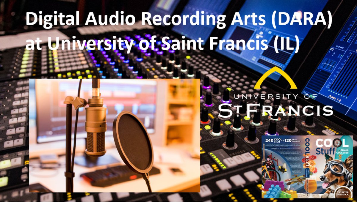 MonmouthPPitts's tweet image. Cool Stuff: Digital Audio Recording Arts at University of Saint Francis (IL). One of the many cool things you find at small colleges. Cool Stuff at Small Colleges, available on Amazon amazon.com/dp/B0D9D2J931. #musicproduction #digitalrecording #recordingarts #music @UofStFrancis