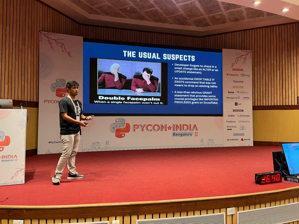 pyconindia's tweet photo. The talk for Track 2 "Database Change Management - 1000s of tables across multiple environments and 1 Alembic to rule them all" by @kunaljubce has started.

#PyConIndia2024 #Bengaluru #PyConIndiaTurns15 https://t.co/GKWR825uB8