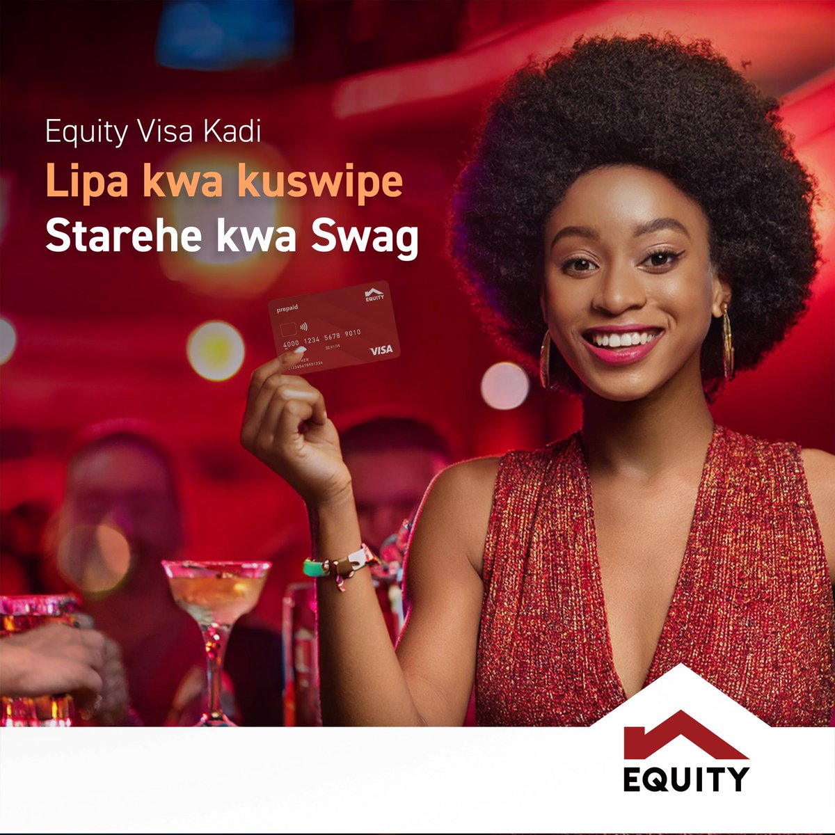 TzEquityBank's tweet photo. Lipa kwa urahisi, starehe kwa style. Ukiwa na Equity Visa Kadi, unapata huduma ya haraka na ya kisasa popote ulipo. #LipaKwaKuswipe na ufurahie kila ununuzi bila hofu.
#EquityBank #VisaKadi #SwipeIt #StareheKwaSwag https://t.co/dqIp4cSiVM