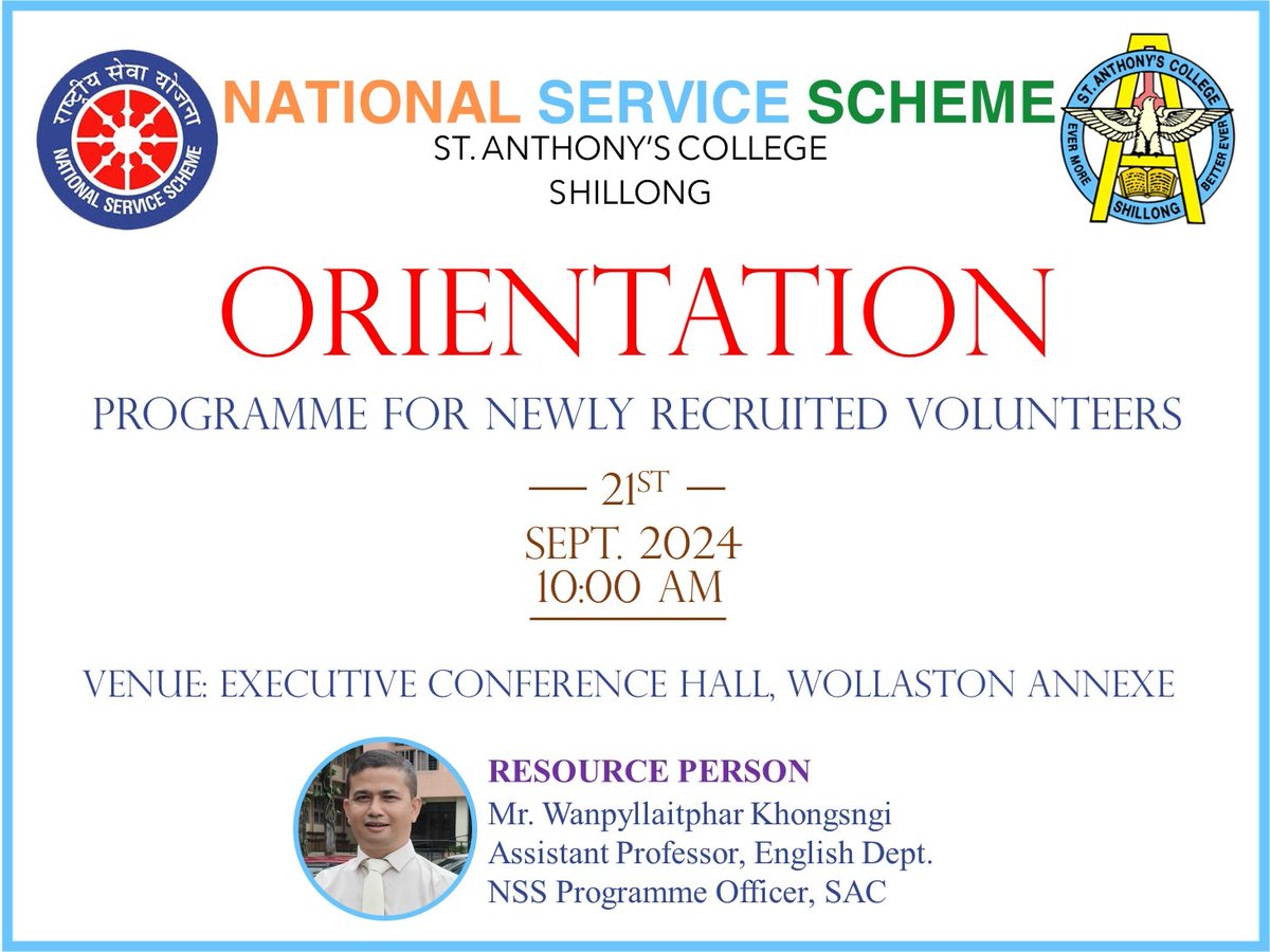 NSS_SAC_SH's tweet photo. NSS Unit, St. Anthony's College welcomes new volunteers! Over 300 joined our Orientation Programme on Oct 21, 2024. We're excited to work together &amp; make a difference! #NSS #VolunteerOrientation #StAnthonysCollege #NewBeginnings https://t.co/FFK6CbjH38