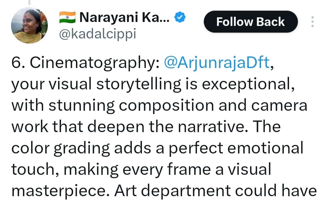 #KadaisiUlagaPor ட்ரைலர் பாக்கும் போதே தெரிஞ்சது Cinematography  நல்லா இருக்குனு இப்போ படம் பாத்த எல்லாரும் Cinematographer அர்ஜுன்ராஜாவ பாராட்டிட்டு இருக்காங்க 
<a href="/ArjunrajaDft/">Arjunraja dft</a> 🫡👏🏻