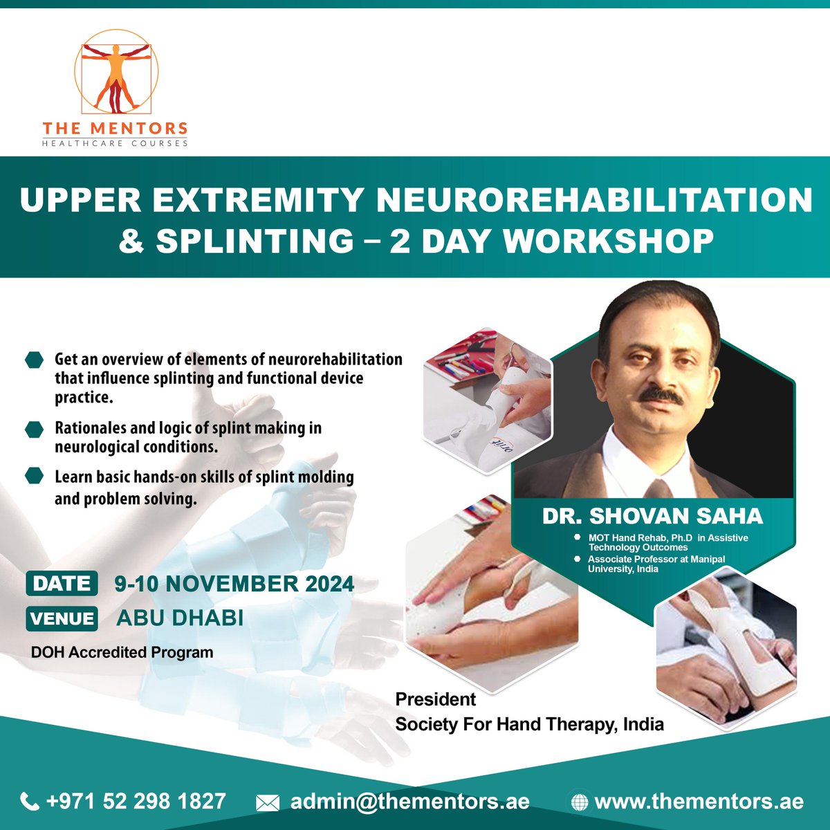 Abu Dhabi (UAE) calling…looking forward to interacting and sharing with therapists from the Middle East, with an interest in neurorehabilitation, to bust the myths surrounding splint and spasticity.
