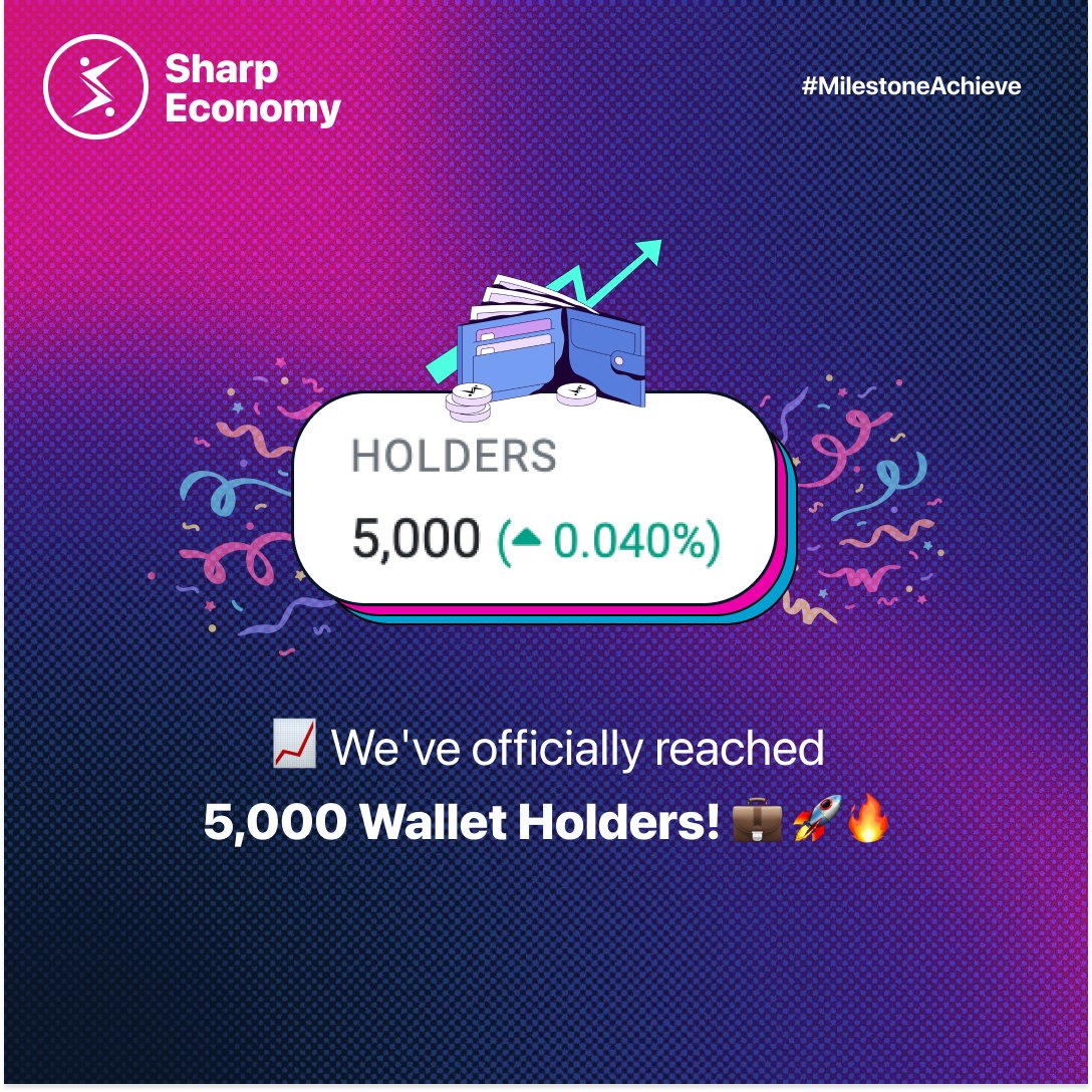 SharpEconomy's tweet image. Sharp Token is making waves in the crypto world with 5,000+ wallets Holders. 🔥🚀🤗
#StaySharp #SharpToken #SharpEconomy #MilestoneAchieve
.
.
.
#Coldplay #Crashed #HMSTR #HamsterKombat #Lebanon #DrVivekBindra #BookMyShow #cryptocurrency #Airdrop #airdropreward #Rewards