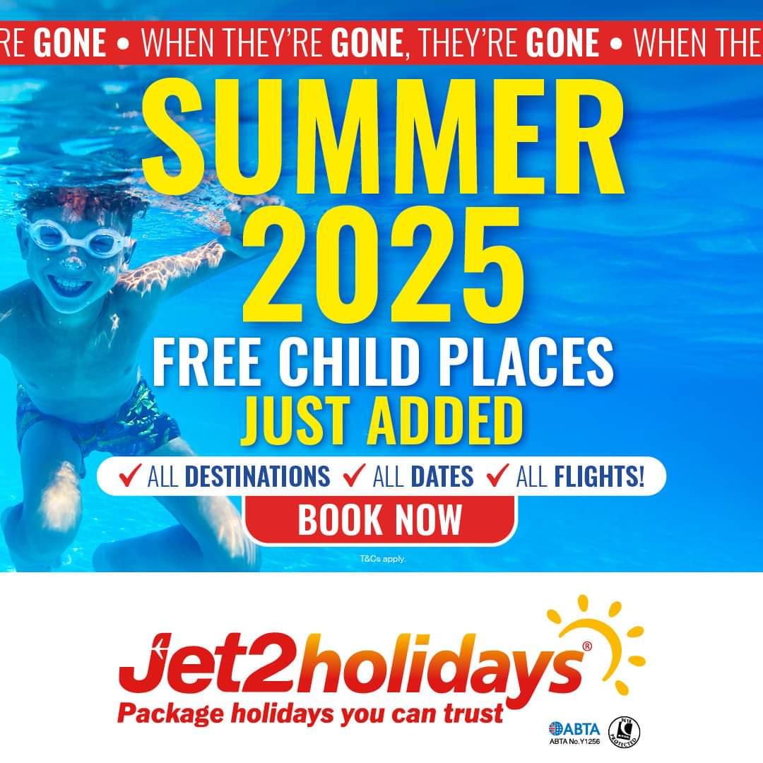 GloriousTravel_'s tweet photo. ✅ Jet2 have just added Free Child Places onto every flight for summer 2025!
✅ All destinations * All dates * All flights!​
✅ When they're gone, they're gone! https://t.co/tXdisglAUk