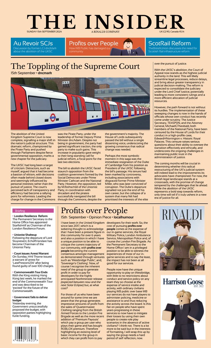 TheInsiderRX's tweet photo. 😄 The Toppling of the UK Supreme Court

💷 Profits over People. Read this week's issue of the Insider below:

https://t.co/j9FEjhQywT https://t.co/AtwzMjx3q8