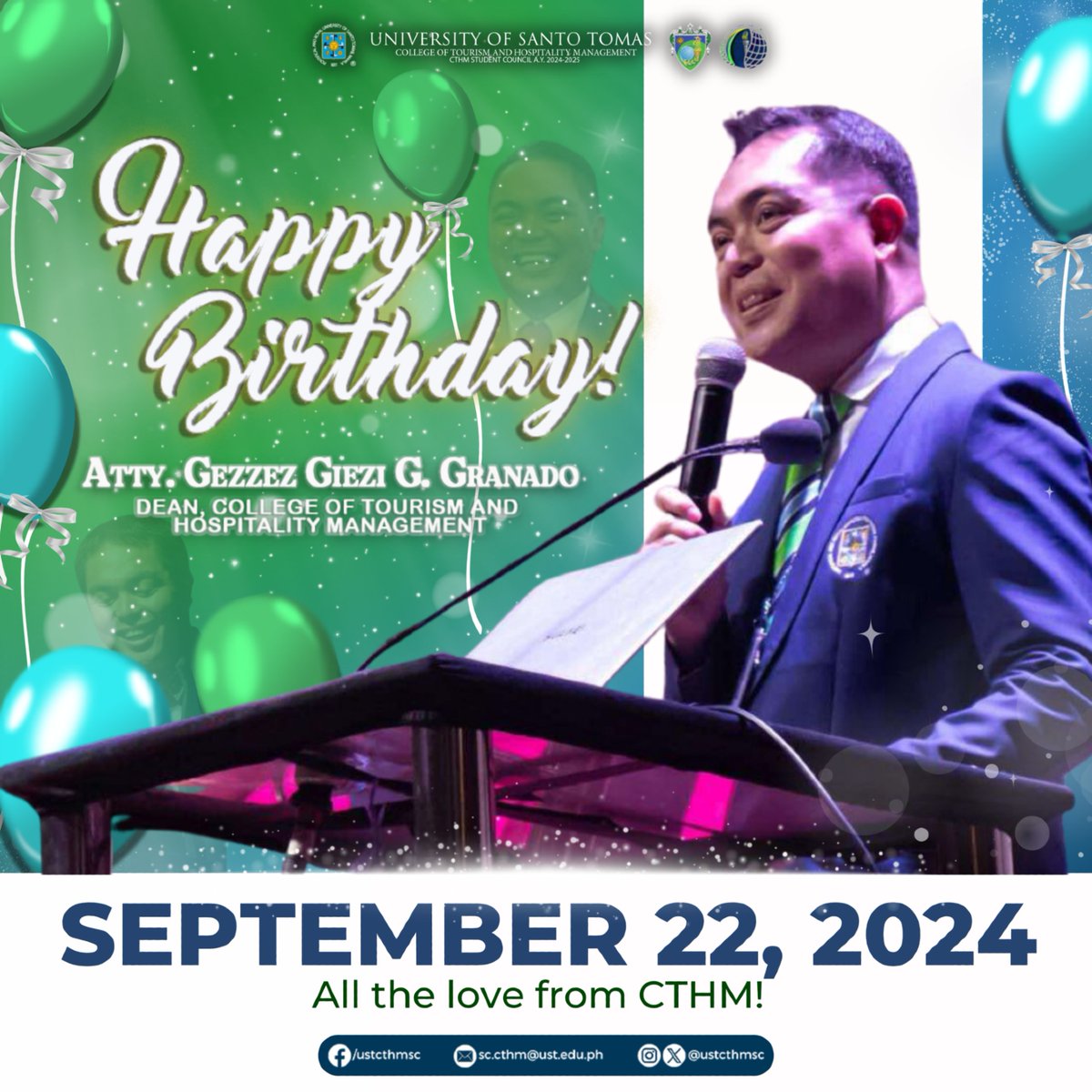 USTCTHMSC's tweet photo. Happiest Birthday, Dean G! 🥳

On this special day, we celebrate not only your leadership and vision but also the profound impact you've made on the CTHM community. 🎉

Best wishes, Your CTHMSC Family. 💙💚 https://t.co/a6BGcYkuVj