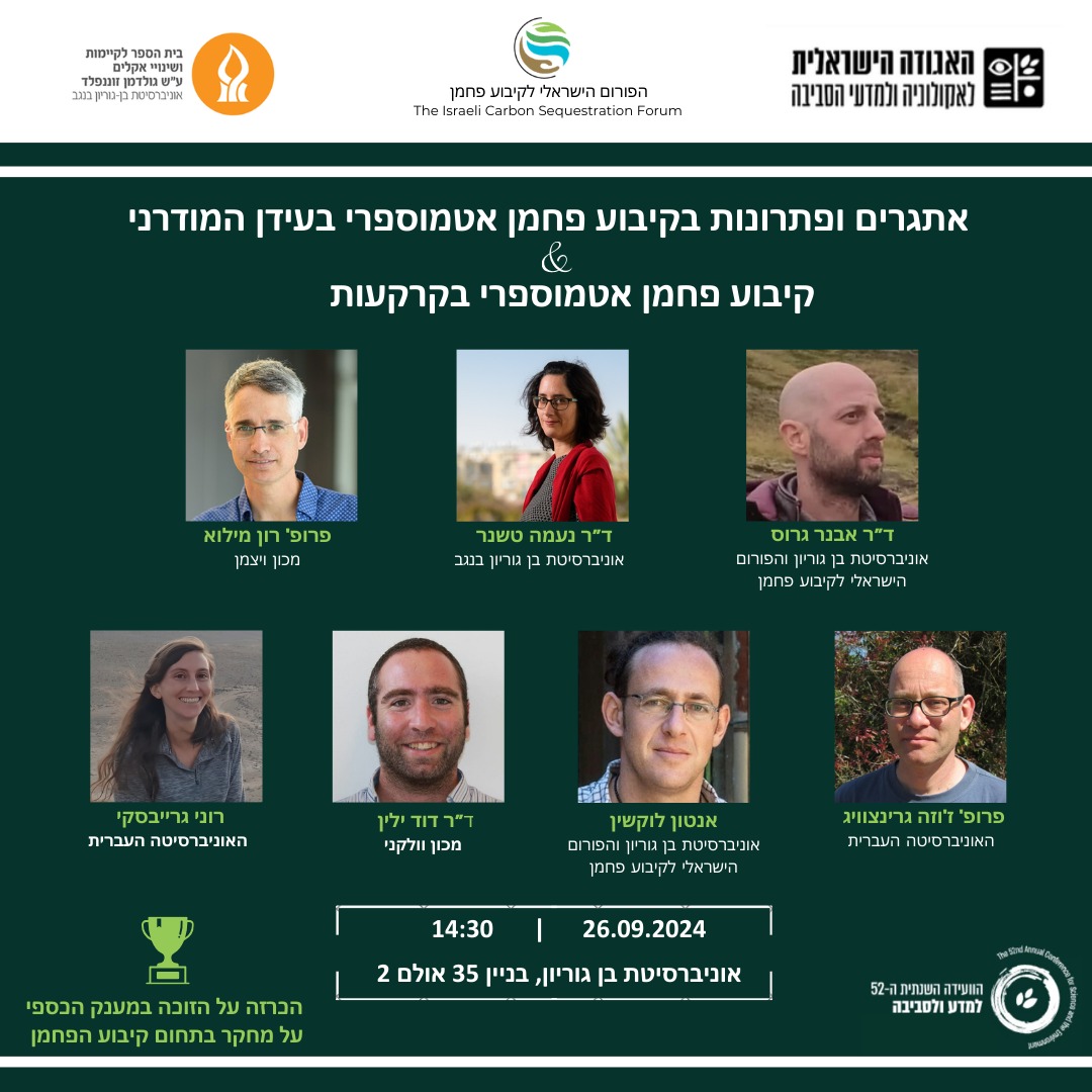 בחמישי הקרוב בבן גוריון נתכנס לשמוע איך מסלקים פחמן דו חמצני מהאטמוספירה ומקררים את כדור הארץ